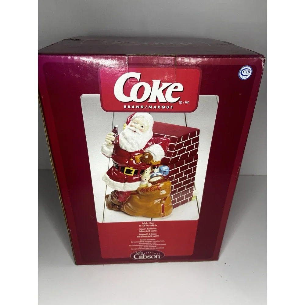 🎅Gibson‎ Coca Cola Santa Claus At Fireplace Christmas Cookie Jar 11